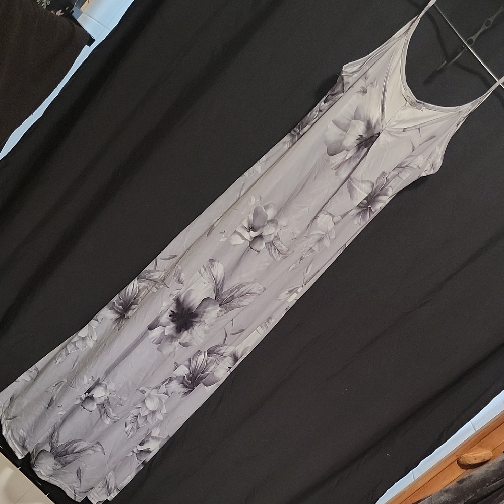 Floral Gray Maxi Dress